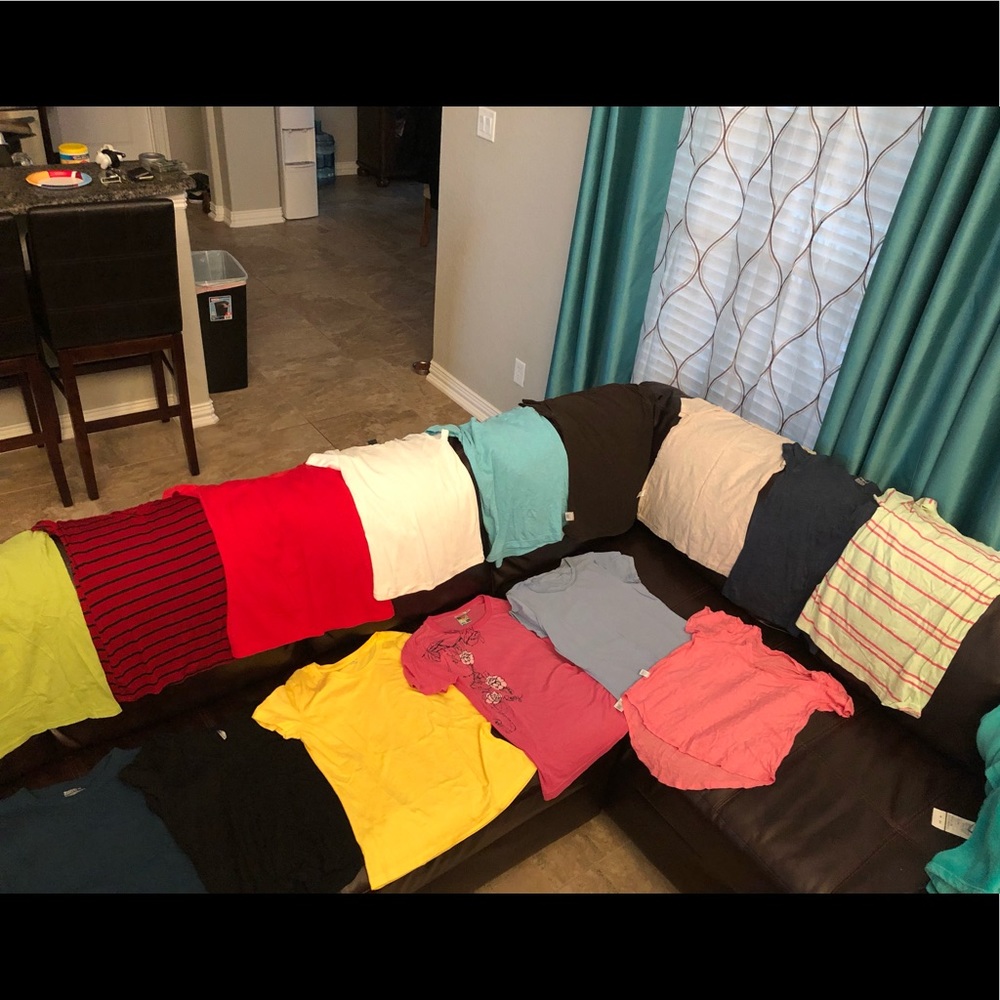 Lot of Crew and V neck basic tops. Cotton stretchy